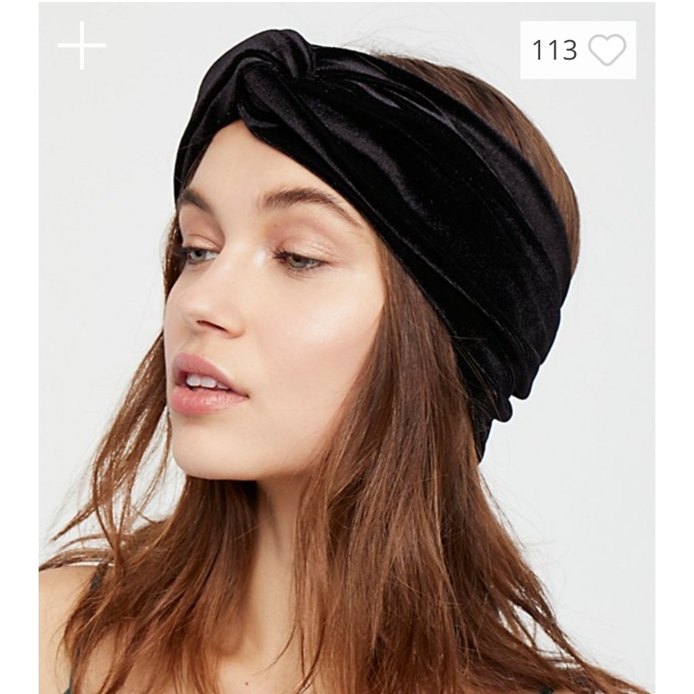 Free People Black velvet turban